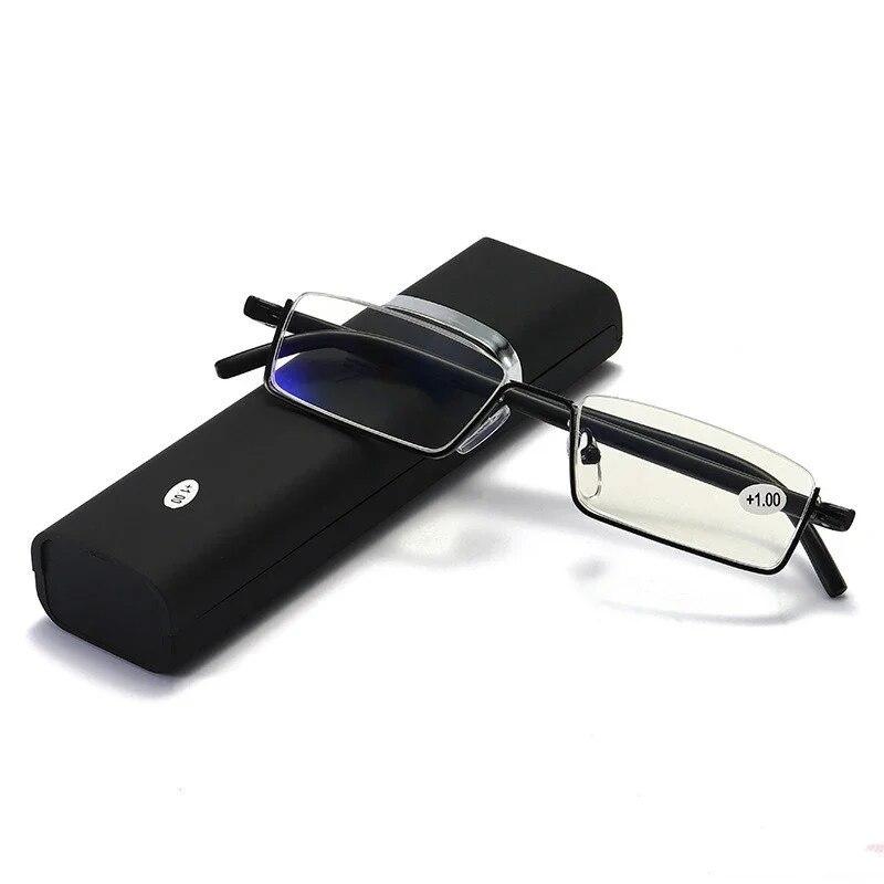 TR90 полуоправа с защитой от синего света, очки для дальнозоркости, роскошные женские и мужские очки для чтения, очки по рецепту с футляром для диоптрий