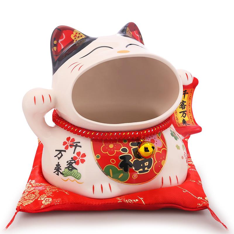 8-дюймовая керамическая коробка конфет Maneki Neko, копилка для кошек с удачей, банка для хранения закусок с изображением кошек с удачей