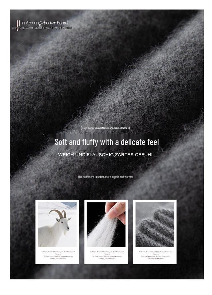 2026 Autumn/Winter Women's Reversible Cashmere High Neck Cardigan - Rolled Edge, Casual, Skin-Friendly Knit Sweater