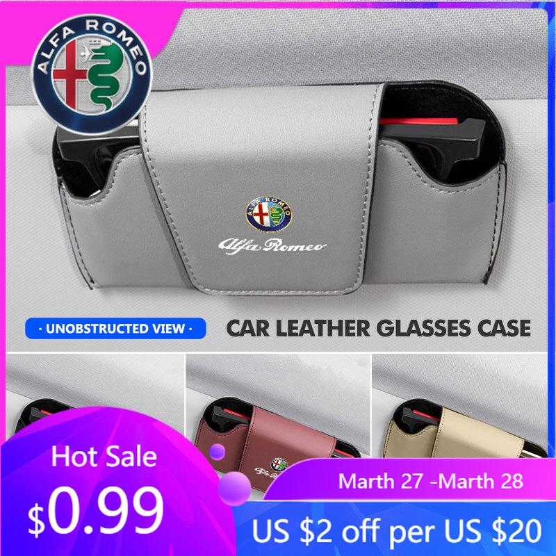For Alfa Romeo Car Sun Visor Sunglasses Box Storage Case Protective Cover For Alfa Romeo 159 Giulietta 156 147 Giulia Mito GT St