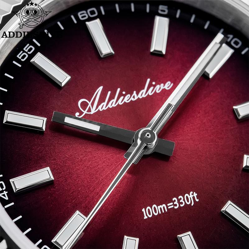 ADDIESDIVE New Men's Quartz Watch VH31 Stainless Steel 100m Waterproof Sapphire Super Luminous Luxury Gradient Men Diver Watches