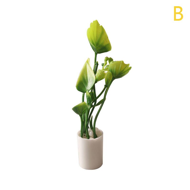 1:12 миниатюрных комнатных растений для кукольного домика с зелеными листьями, горшок, бонсай, садовый домашний декор