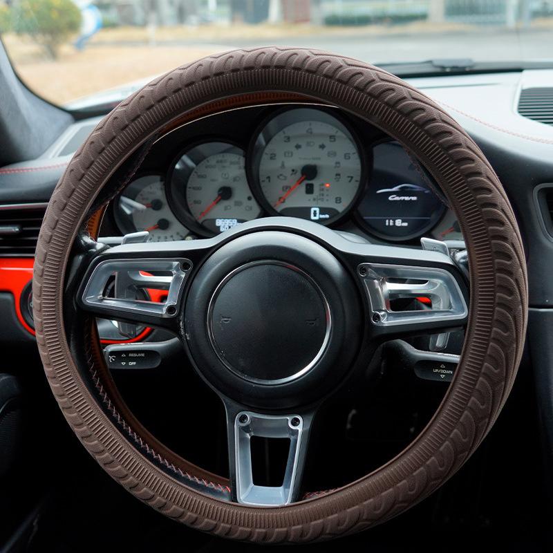 Универсальный автомобильный нескользящий силиконовый чехол на руль эластичная текстура D-образные чехлы на руль аксессуары для украшения автомобиля