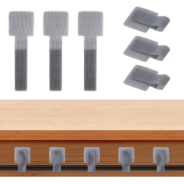 60pcs Self Adhesive Hook and Loop Cable Ties, Reusable Cable Management Straps Multi-Purpose Wire Ties Cord Organizer for Office Home Kitchen