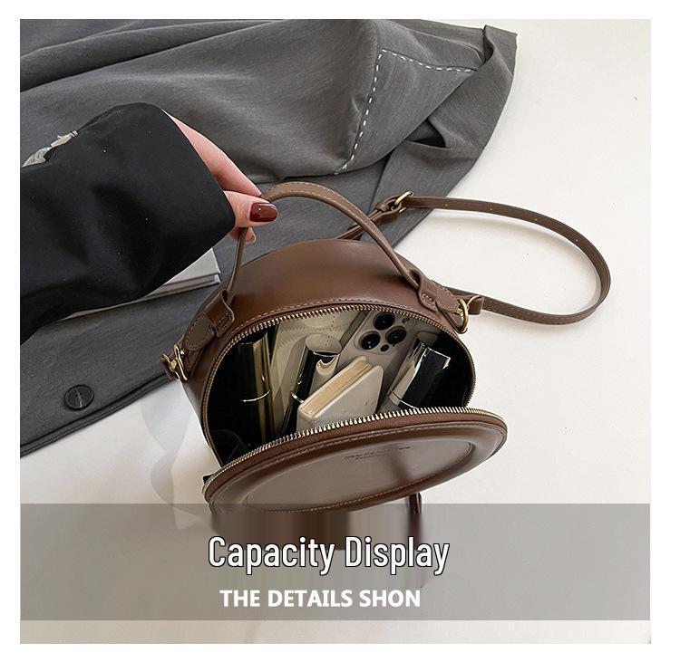 Нишевая женская круглая сумочка в ретро-стиле Гонконга - Мода ранней весны 2025, Универсальная сумка через плечо