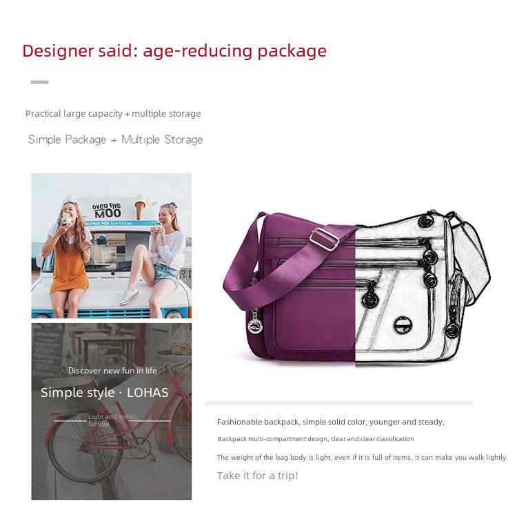 Женская водонепроницаемая сумка из нейлонового холста через плечо и через плечо - в японском и корейском стиле для повседневного использования