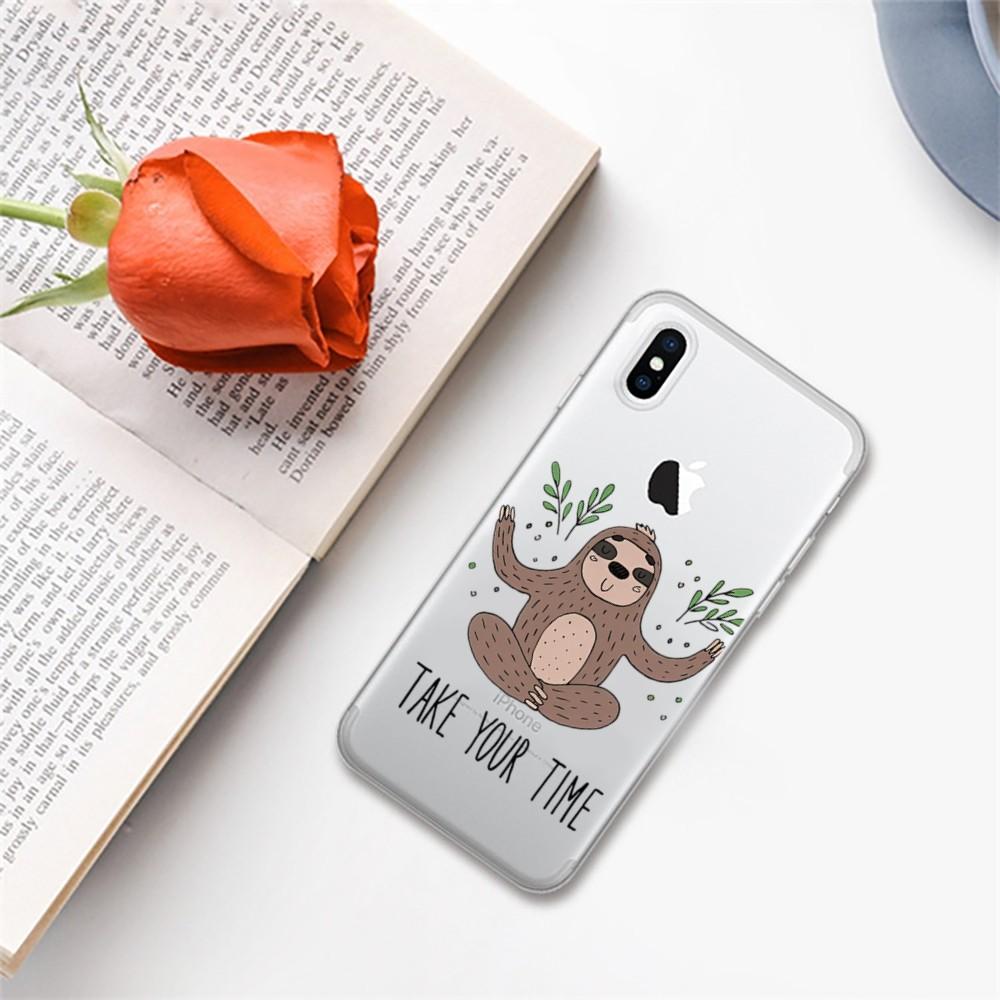 Cute Sloth Animals Phone Case For IPhone 18 15 14 13 12 11 Pro Max Mini X Xs XR 6 7 8 Plus SE 2020 Transparent Case