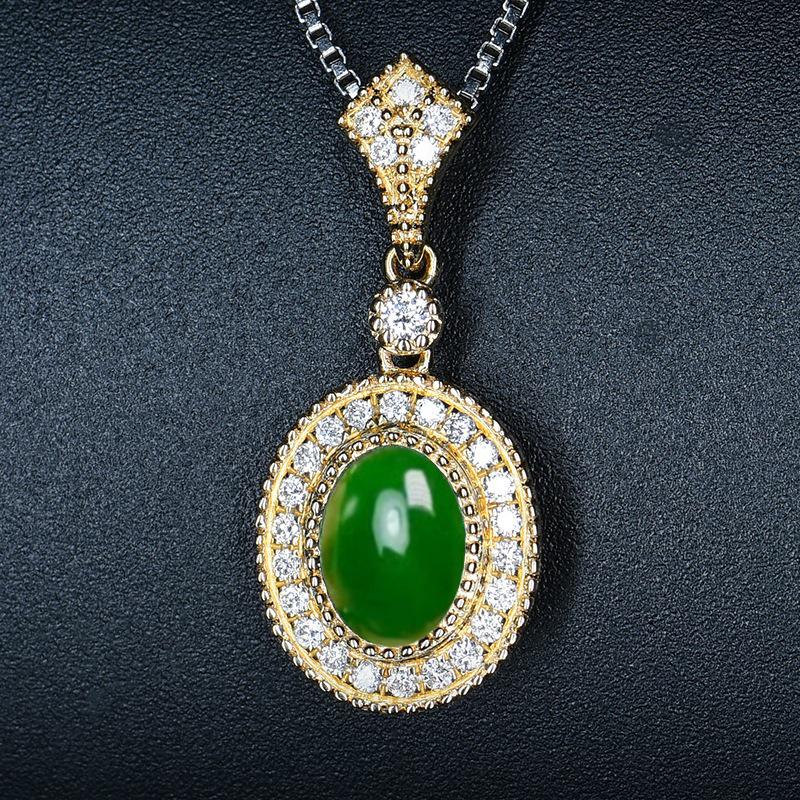 Этническое ожерелье-подвеска из зеленого агата и халцедона для женщин