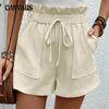 Женские шорты с эластичной резинкой на талии, летние повседневные эластичные шорты