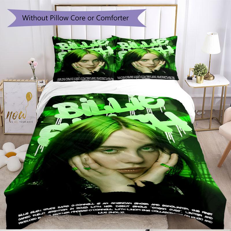 3pcs Duvet Cover Set (1*Duvet Cover + 2*Pillowcase, Without Core), Billie Eilish Print Soft All‑Season Bedding Set, Home Bedroom Decor Gift