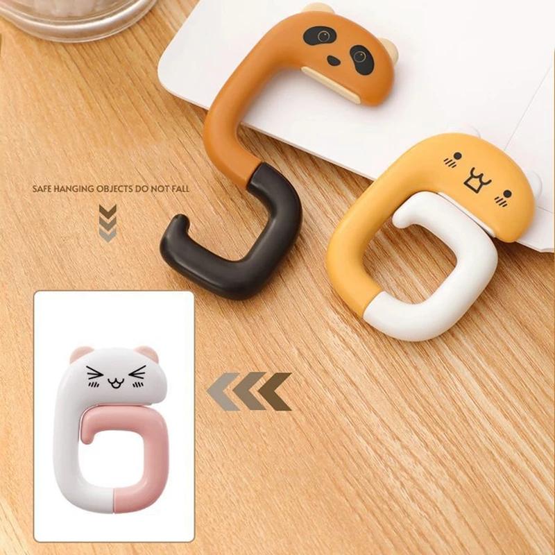Cute Portable Bag Hook Animal Plastic Table Hook Purse Handbag Travel Bag Organizer Holder Office Decor Plastic Desk Side Hooks