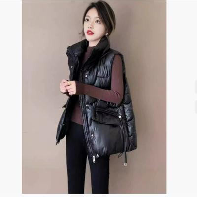 Жилет Женский Модный Тренд Жилет в Западном Стиле Блестящий Одноразовый Жилет Хлопковая Одежда