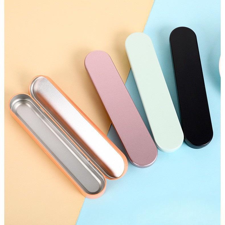 Креативный металлический пенал: Черно-серебряная прямоугольная жестяная коробка-раскладушка для студентов