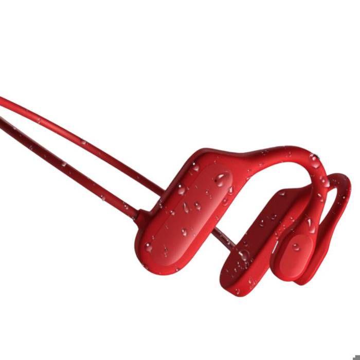 Casque Audio à Conduction Osseuse - AVIZAR - Malibu - Bluetooth 5.2 - Rouge - Résistant à la transpiration