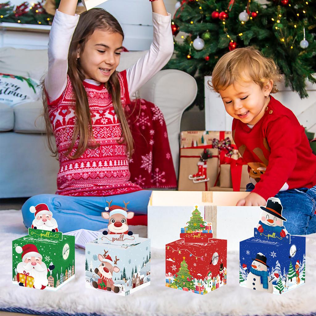 Копилка на Рождество с рисунком Санта-Клауса и Снеговика, изготовленная из прочного бумажного материала, для праздников