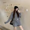 Women's Winter Black Knit Sweater and High-Waist Wide-Leg Shorts Two-Piece Set