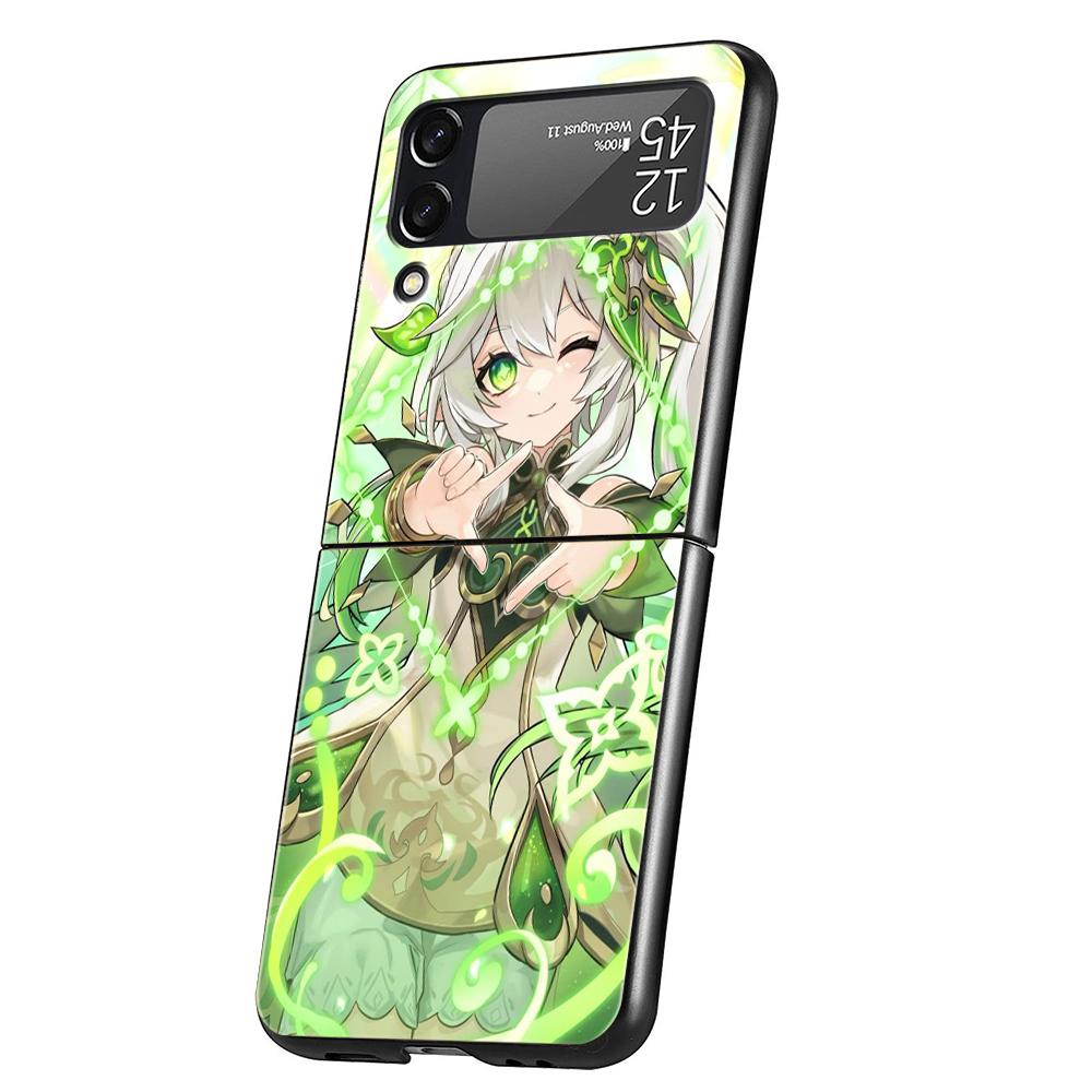Чехол для телефона Genshin Impact Нахида Для Samsung Galaxy Z Flip 3 4 5 6 7 Жесткий Черный Складной ПК Для Samsung Z Flip3 Flip4 Flip5 Чехол