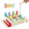 Montessori Toys for Girls Boys Montessori Toys 3 In 1 Fishing Game Bright Color Wooden Fishing Toys Toys for Girls Children Toys Magnetic Toys Toys