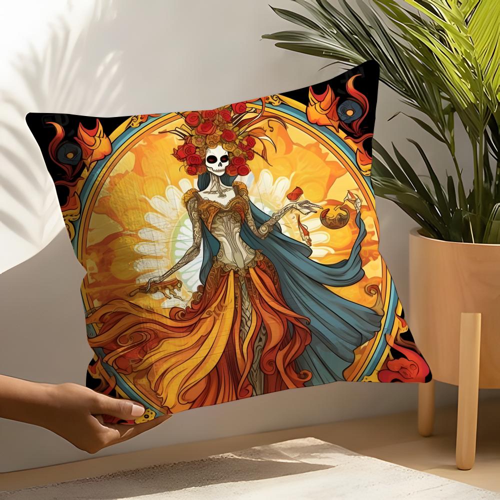 Festival Day of the Dead Art Pillow Case Linen Cushion Covers For Decorative Sofa Home Pillows Case Car Chair Pillows Cases