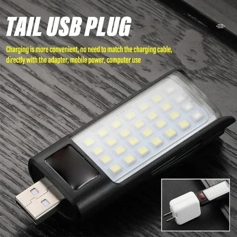 Rechargeable Mini LED Flashlight White & Red Light Worklight Keychain Light Camping Lamp 5 Lighting Modes Emergency Light