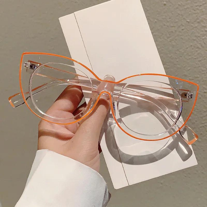 Очки с защитой от синего света для женщин, дизайнерские очки «кошачий глаз» класса люкс, модные панк-очки с мультяшной линией оправы