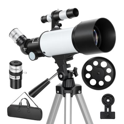 Astronomical Telescope 70mm with 2 Eyepieces and Smartphone Adapter, 80x80x135 Cm, White and Black