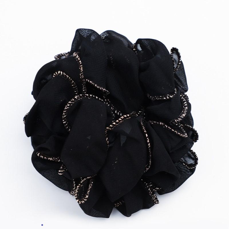 Golden Edge Head Flower Korean Hair Rope High Elastic Rubber Band Fabric Wavy Edge Large Intestine Scrunchi Hair Woman Tiara C31