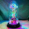 Romantic Eternal Rose Colorful Gold Foil Rose Flower With LED Light Doll In Glass Dome NEW Valentine Wedding Party Gift Decor