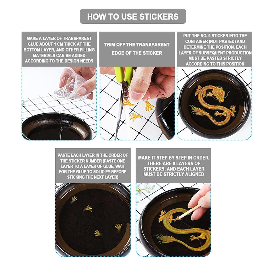 DIY Handmade 3D Crystal Epoxy Resin Painting Material Hand-painted Stickers