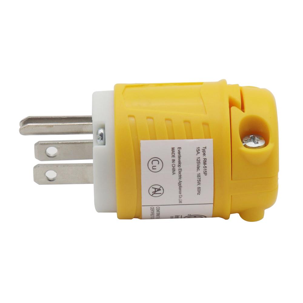 15 Ампер 125 Вольт 5-15P 2-полюсная 3-проводная заземляющая вилка с прямыми контактами