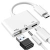Адаптер USB-C OTG 3 в 1 с разъемом для наушников 3,5 мм, совместимый с iPad Pro и телефонами с разъемом Type-C