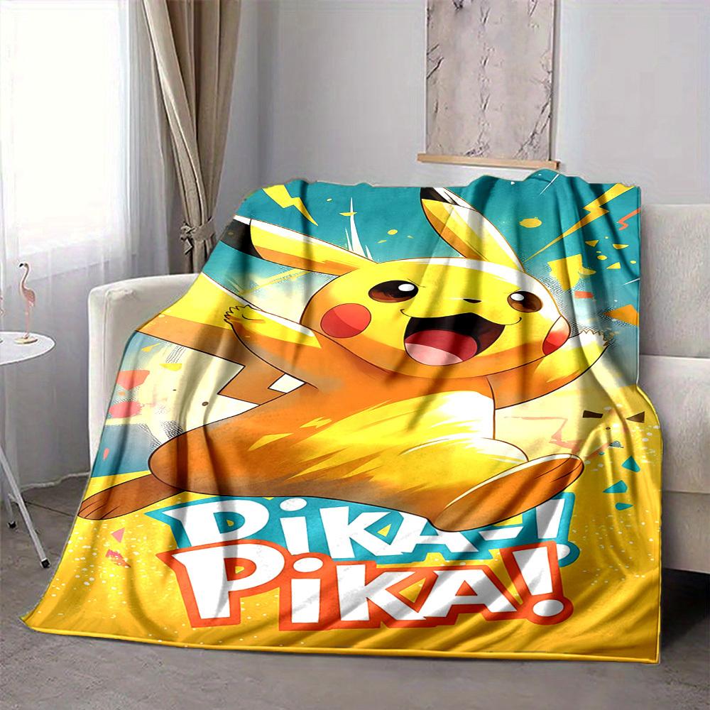 1pc Pikachu Flannel Blanket, Soft Skin Friendly with Digital Printing, Various Sizes Available for Family, Friends, Birthday