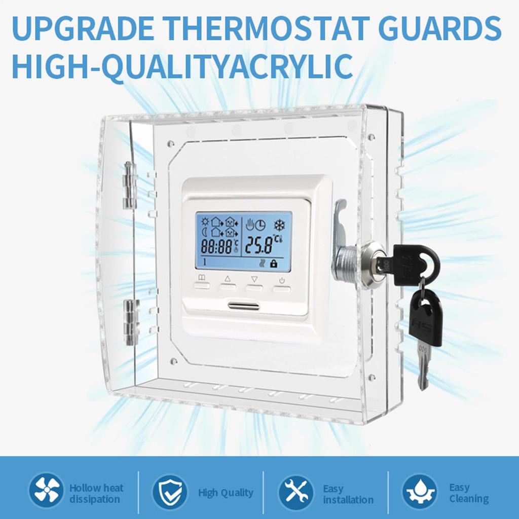 Thermostat Lock Box Thermostat Transparent Protective Cover With Lock Wall-Mounted Lock Box For Thermostat On Wall AC Lock Box
