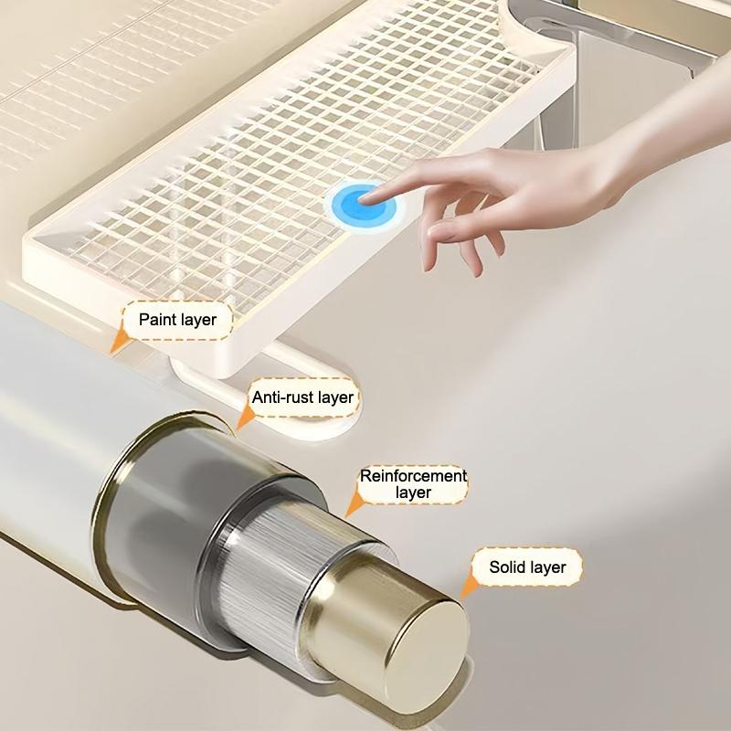 Household Mirror Front Toilet Rack Bathroom Washstand Wall-Mounted Faucet Non-Punching Sink Storage Multifunctional Fashion