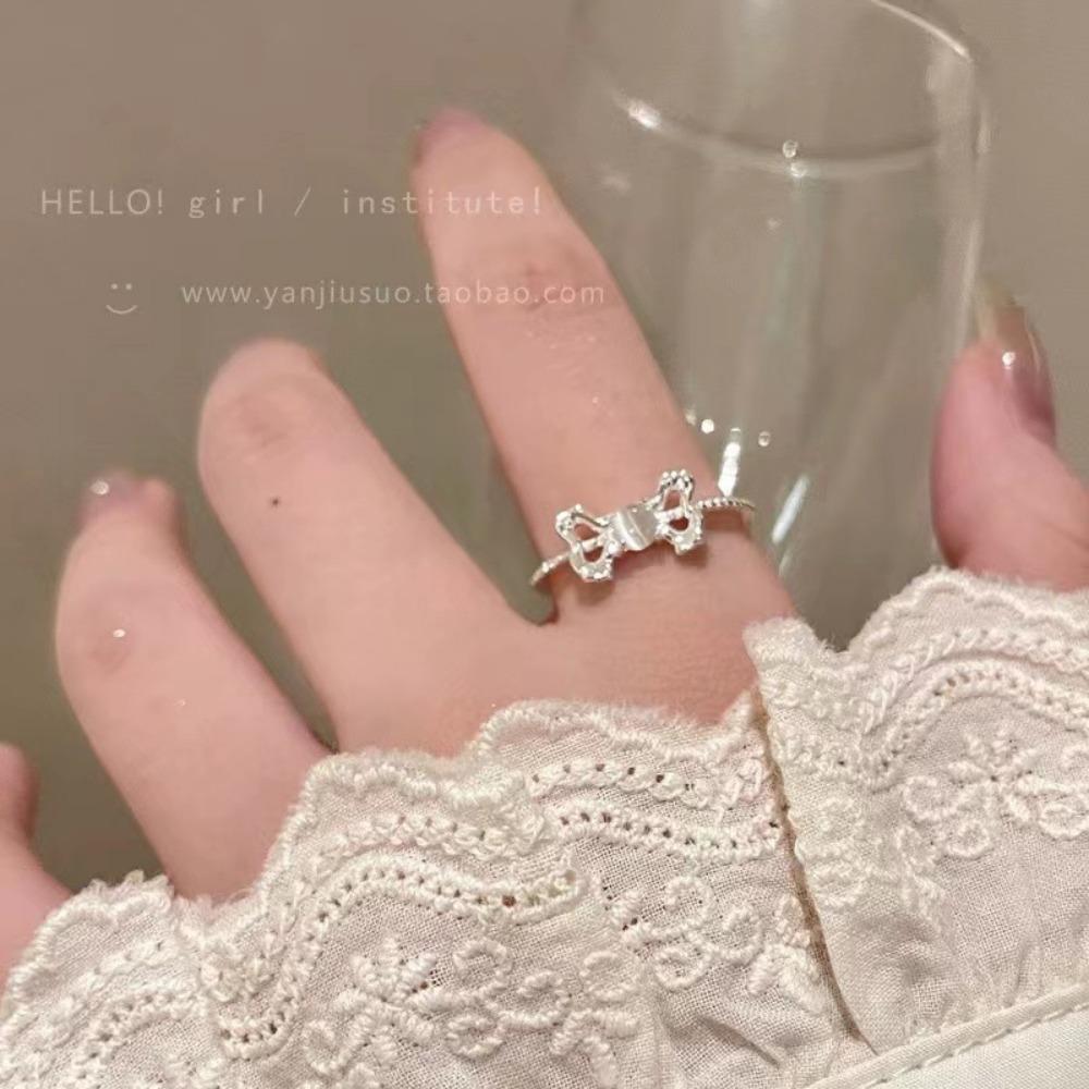 Французское ретро синее кольцо-бабочка, чувство дизайна, темперамент, личность, простое, холодное чувство, универсальное кольцо