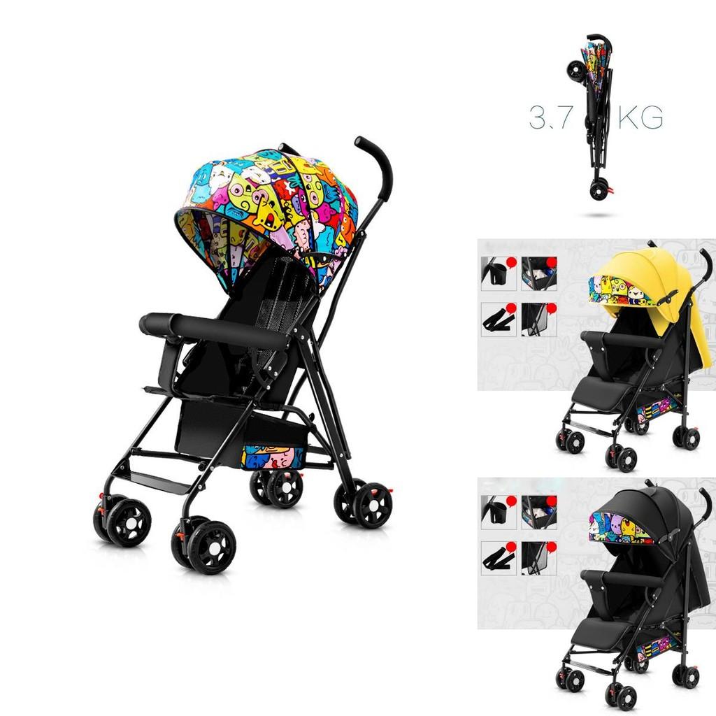 Portable Baby Stroller Sit Or Lie Down Folding Pushchair Backrest Adjustable