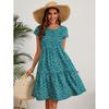 Женские платья весна-лето с круглым вырезом и коротким рукавом