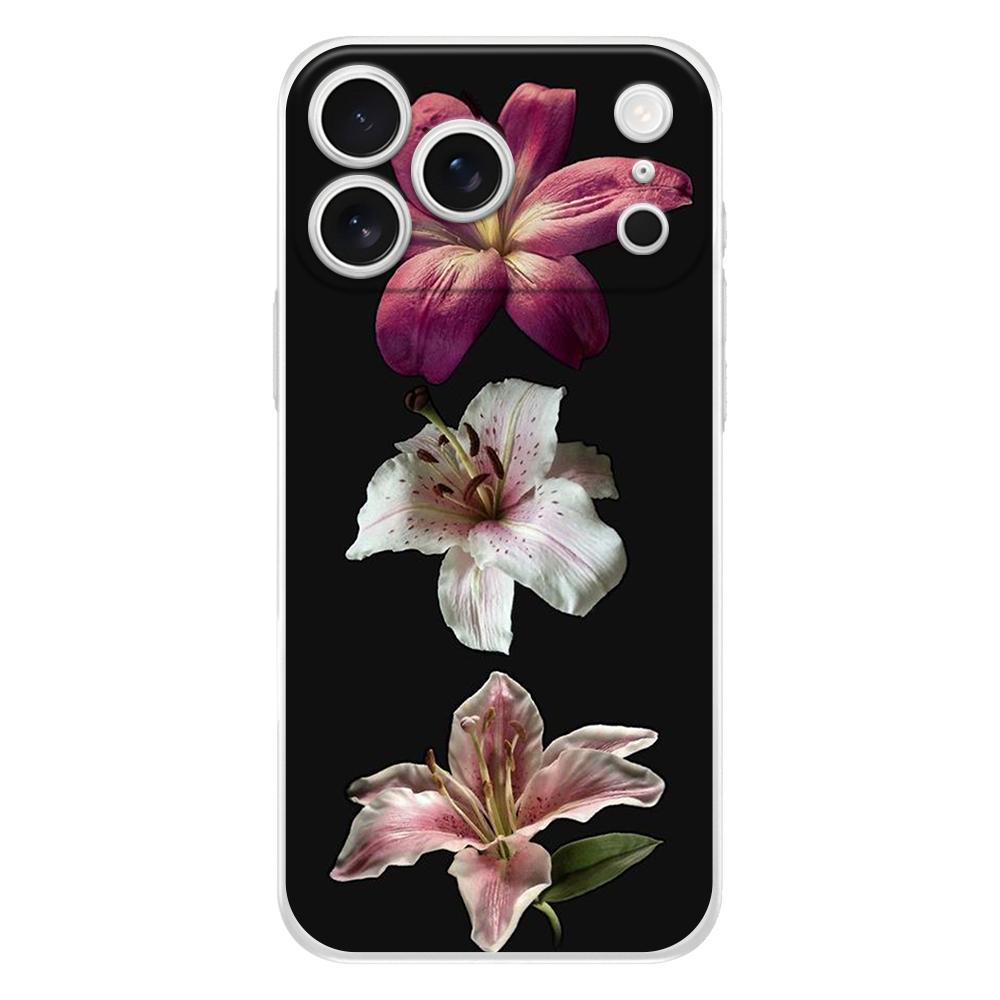 Мягкий чехол для телефона для iPhone 17 Air 16E 16 11 15 14 Pro MAX 12 13 7 8 Plus SE Пасхальный чехол Защита Реалистичный принт цветка лилии