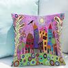 Ретро Деревенский Цвет Городов Двусторонняя Печать Подушки 40x40 Подушки для Дивана Наволочки для Кровати Чехол для Подушки Декор Комнаты для Дивана