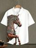Fashion Short Sleeve 3d Animal Horse Print Men's Shirts Summer Casual Tops Beach Party Vacation Shirts Outdoor Men's and Women's Shirt
