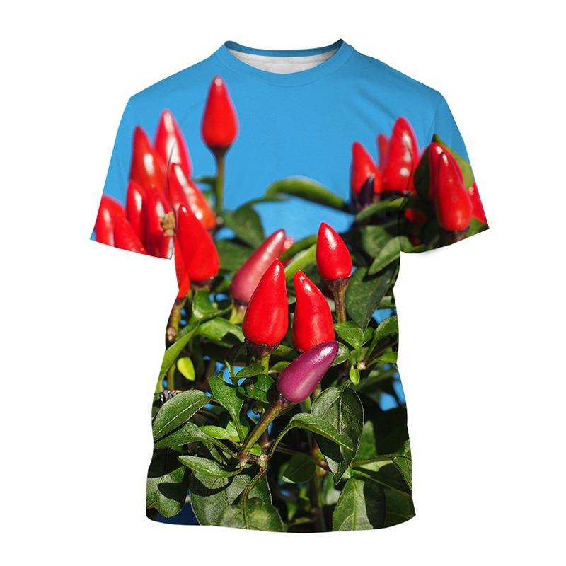 Chili Vegetable 3D Print T-shirt Streetwear Men Women Summer Short Sleeve T Shirts Oversized Harajuku Tees Tops Kids Clothing
