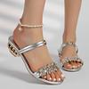 Fashion New Style Fashion Women's Sandals Gold and Silver Low Heel Casual Shoes Women Open Toe Summer Light Fashion Women's Shoes