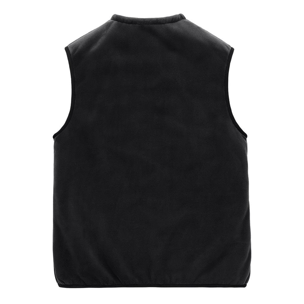 Men's Casual Fleece Solid Color Zipper Vest, Men's Stand-up Collar Lambskin V-neck Vest