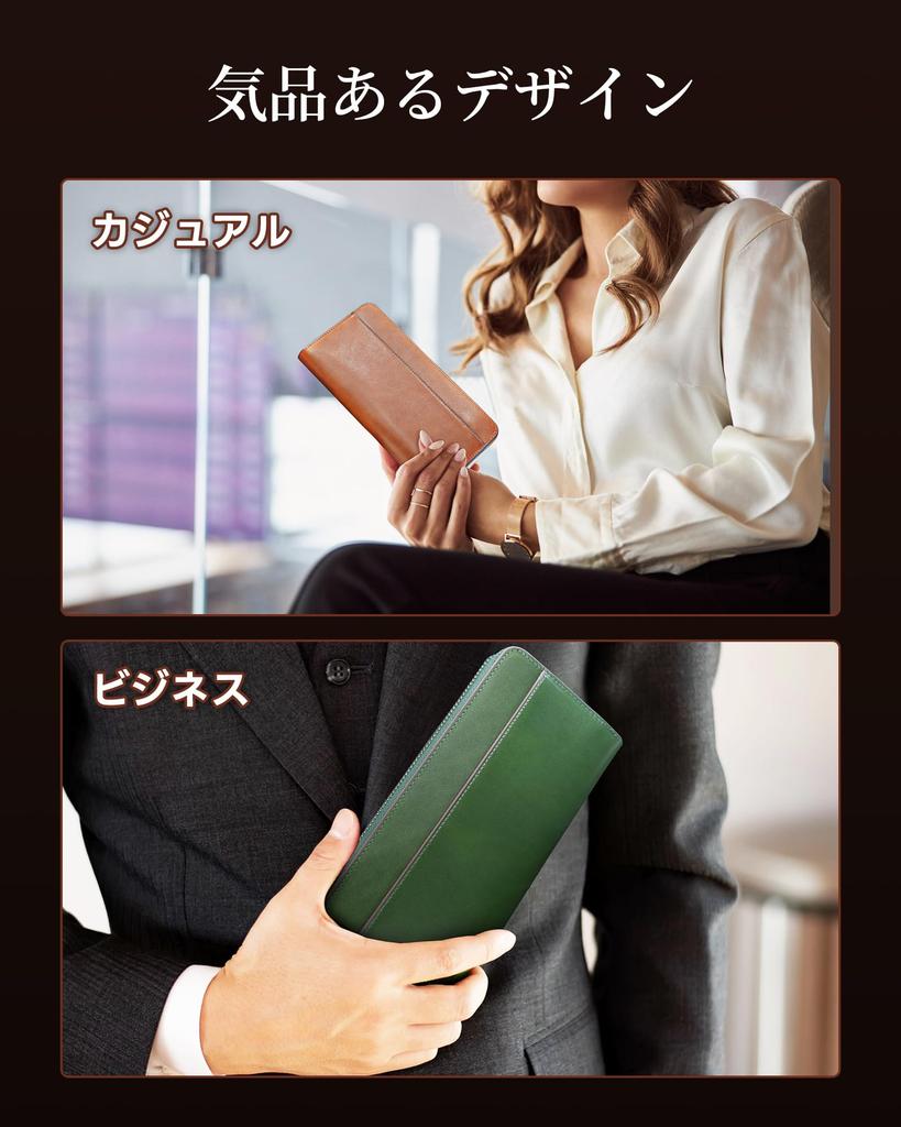 ACLUO Tochigi Leather Long Wallet Made by a Top Leather Craftsman Genuine Leather Wallet Thin Large Capacity Long Zaif Leather Wallet YKK Zipper Coin