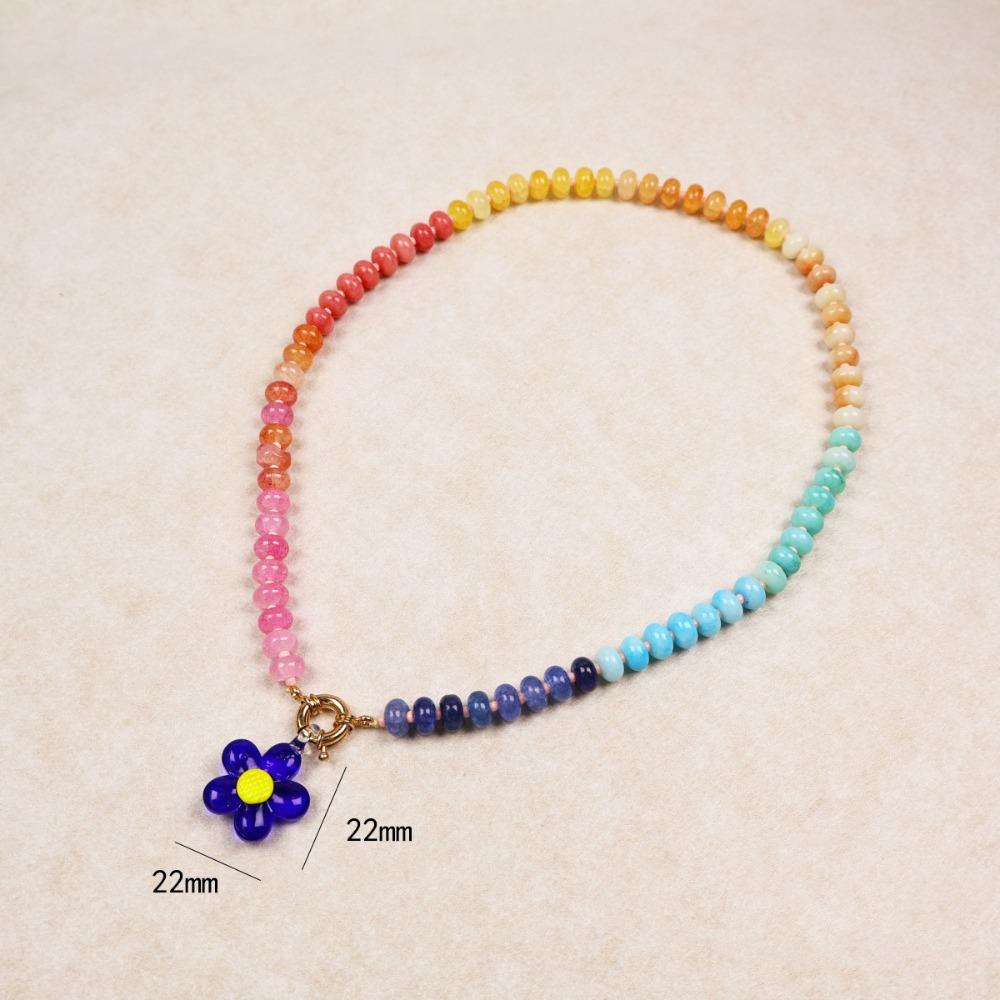 Charms Jewelry Flower Necklace Colorful Beads Pendant Necklace Creative Floral Chain Choker  Summer