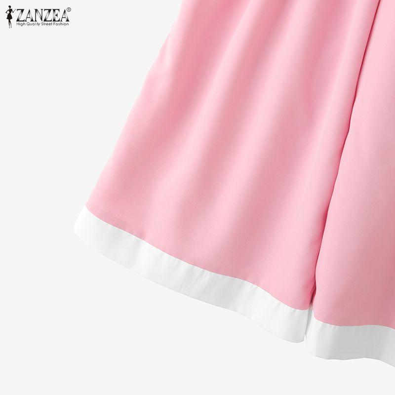 ZANZEA Женские повседневные свободные широкие брюки с эластичной резинкой на талии