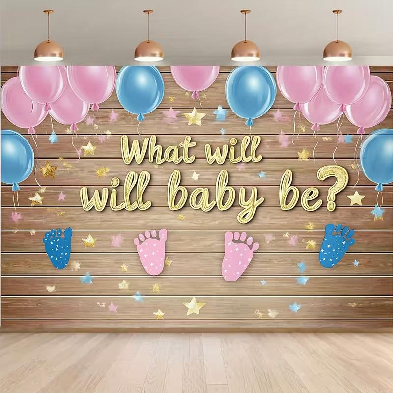 2D Pink Blue Balloon Gender Reveal Photography Background Cloth