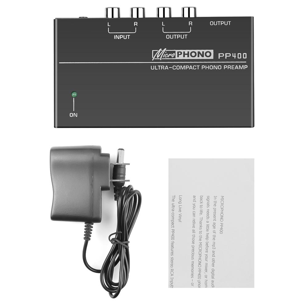 Ultra-Compact Phono Preamp Preamplifier With Rca Input & Output 1/4Inch TRS Interfaces Preamplificador Turntable Preamp PP400