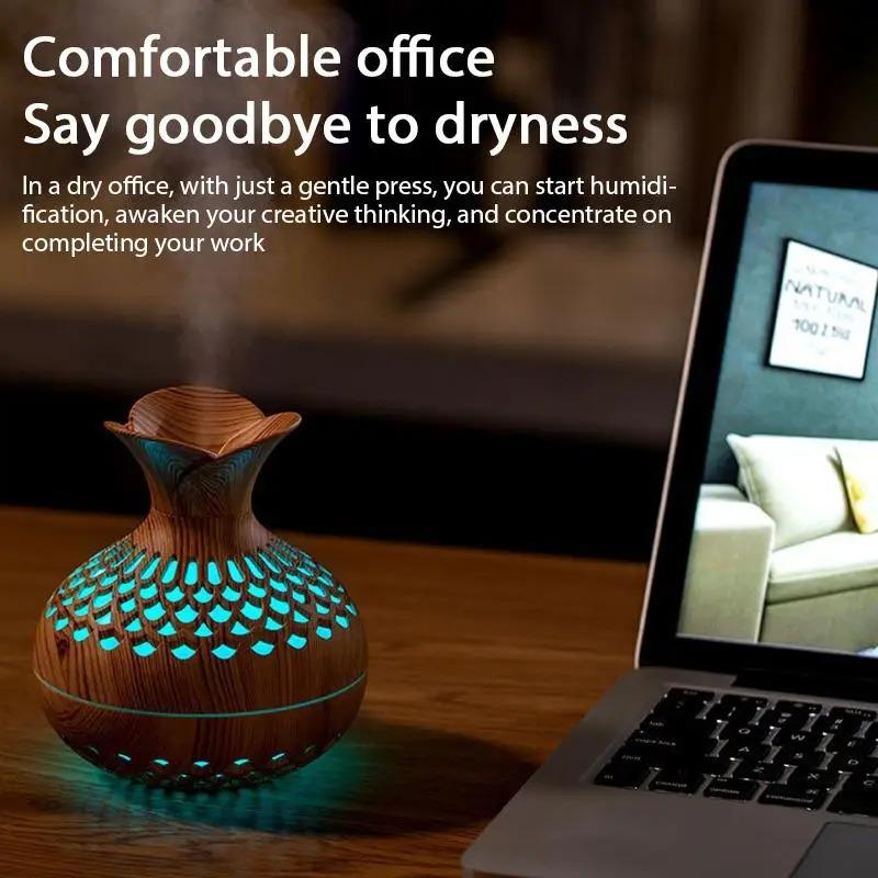 Mini Ultrasonic Humidifier Air Diffuser Aroma for Home Office Car Use-USB Powered 300Lml Capacity <36dB Quiet French Support