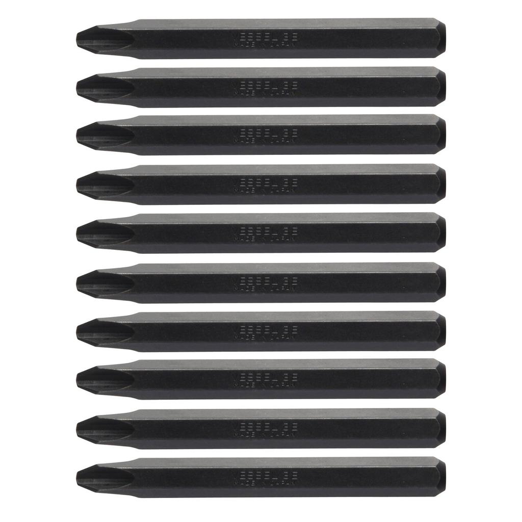 Бита для ударного гайковерта VESSEL для ручного инструмента x 80 мм, набор из 10 шт. E C51 ZP +3 твердость (Низкая твердость)